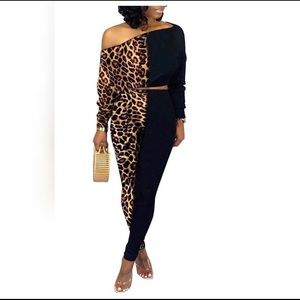 Black and leopard 2 piece set